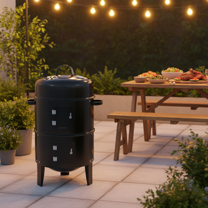 <span class=keywords><strong>Barbecue</strong></span> vertical 3-en-1 sans fumée avec fumoir et torréfacteur à charbon de bois 3 niveaux – Nouveauté 2025 – Offre Spéciale - Product Image 1