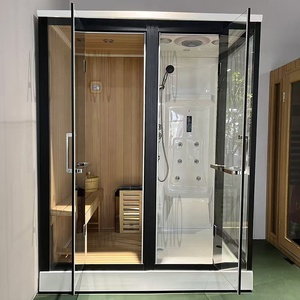 Cabine de sauna de jardin en <span class=keywords><strong>bois</strong></span> massif à prix d'usine pièce extérieure traditionnelle à vapeur humide avec <span class=keywords><strong>douche</strong></span> et chauffage par poêle - Product Image 5