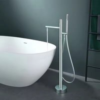 Grifo de pie para bañera con certificación CE, set de grifería para ducha de agua fría/caliente, monomando con válvula de cerámica, para uso en apartamentos, 5 años de garantía.