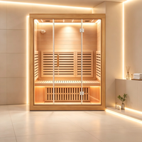 Cabine de sauna infrarouge à vapeur sèche 1800x1500x2000mm en bois de pruche pour la thérapie par la chaleur infrarouge, idéale pour le bien-être à domicile