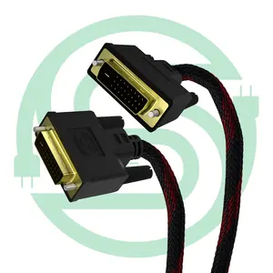 Hot Sales Red black nylon outer covering 1.4V copper clad steel DVI to DVI cable with gold-plated interface supporting 1080P