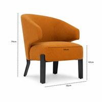 Fauteuil d'appoint moderne en cuir PU courbé avec pieds en bois massif noir pour hôtel, bureau ou projet commercial