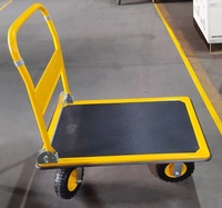 Carretilla de Plataforma Plegable de Cuatro Ruedas, Carro de Empuje Plegable con Ruedas de Goma, Capacidad de Carga de 660 Libras, Carretilla de Mano Portátil de Acero para Compras