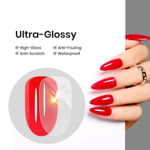 Harga pabrik OEM ODM HEMA Gel pelapis atas bening bebas kilap tanpa Seka berlian berkilau tinggi persediaan kuku tahan lama - Product Image 3