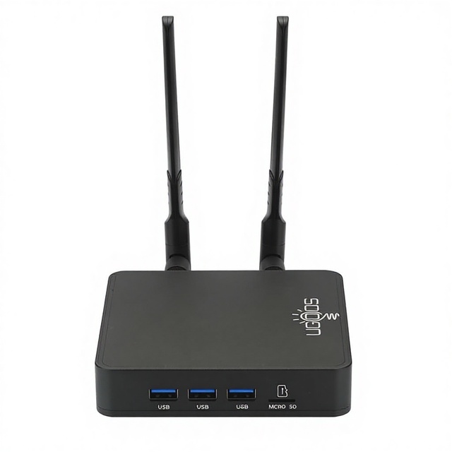 UGOOS AM9 PRO Set-Top Box Android 14 Amlogic 905X5-J Quad Core LPDDR5 4GB EMMC 64GB WiFi 6 Smart Voice Remote Control TV Box