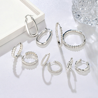 Boucles d'oreilles créoles torsadées en cuivre fin plaqué argent, motif petit cœur d'amour, design simple, pour femmes - Collection NYH