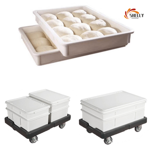 Boîte de stockage de pâte empilable moderne en <span class=keywords><strong>plastique</strong></span> PP blanc de qualité alimentaire avec couvercle, taille 30x40, pour boulangerie et pizzeria, boîte de levage de pâte - Product Image 3