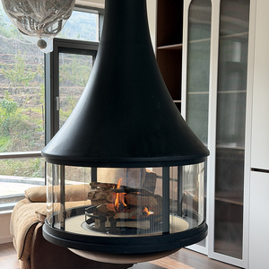 Cheminée suspendue moderne, poêle à bois monté au plafond, chauffage intérieur, poêle à bois avec cheminée - Product Image 2