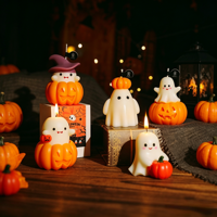 Bougie parfumée Citrouille Fantôme pour Halloween, en cire de soja, faite à la main, idéale comme souvenir ou cadeau pour la décoration de table de fête d'Halloween