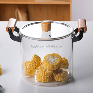 Marmite en verre borosilicaté <span class=keywords><strong>transparent</strong></span> écologique Ollas Grandes de conception moderne sans danger pour les nouilles instantanées - Product Image 3