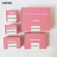 Emballages en carton ondulé pour produits cosmétiques de couleur rose en gros, boîtes d'expédition postales avec logo