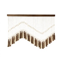 Décoration murale en macramé Hemasa Fashions, motif feuillage vert sauge et blanc, avec pompons perlés, style bohème, scènes naturelles