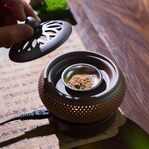 Ensembles de cadeaux Brûleur d'encens électrique avec minuterie Encensoir en céramique Brûleur d'encens en résine <span class=keywords><strong>Frank</strong></span>, brûleur Bakhoor Educes Lampe à huile essentielle - Product Image 3