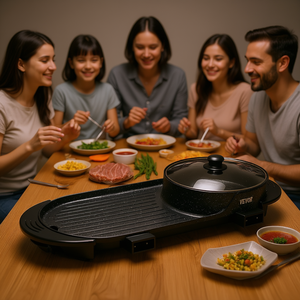 Olla eléctrica y parrilla 2 en 1 Vevor de 2200W con placa desmontable sin humo para cocinar de 1 a 6 personas - Product Image 2