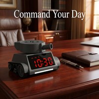 Vintage tankbureautafel Digitale wekker Gepersonaliseerde militaire desktopdecoratie Draadloze telefoonoplader Maatwerk Groothandel