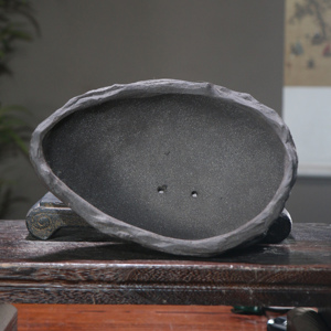 Ceramic Bonsai <b>Pot</b> Irregular Moon Shape Creative Desktop Planter Classic Rugged Style - Product Image 4