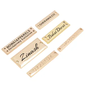 Accesorios para ropa, etiqueta de metal dorado para logotipo de marca con relieve, placa de etiqueta de metal, logotipo personalizado, etiqueta de metal grabada para ropa