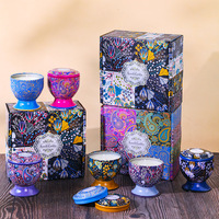 Coffret Cadeau Bougie Aromatique aux Fleurs Séchées en Pot Métallique, Parfums Variés, Décoration Maison, Cadeau de Mariage, Ambiance Fraîcheur