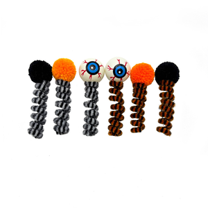 Jouet pour chat auto-amusant pour Halloween, avec boule de laine à ressort, œil effrayant et pompon, jouets à mâcher pour chat - Product Image 4
