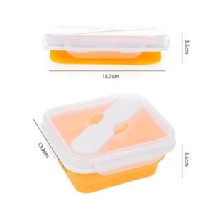 Household Portable Foldable Silicone <b>Bento</b> <b>Lunch</b> <b>Box</b> With Spoon Eco Friendly Silicone Food Bowl Food Storage Container <b>Box</b> - Product Image 6