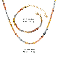 Ensemble de chaînes cubaines tricolores 18 carats, bracelet et collier en laiton plaqué or, argent et or rose vintage pour femmes, vente en gros