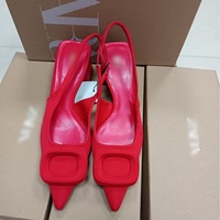 Sandales Mode d'Été Nouveauté 2025 pour Femme QuiteS ZA, Style Français, Talons Épais, Bout Carré Pointu, Boucle, Lacets, Sangle Arrière, Chaussures Designer sans Bretelles pour Femme
