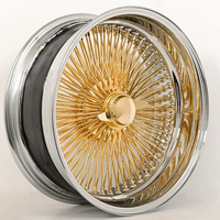 Roues à rayons JC Custom 131415161718/20 22/24/26/28 pouces Lowrider 72/100 rayons, centre doré, lèvre chromée pour Chevy Caprice Classic