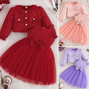 Set Casual Primaverile e Autunnale per Ragazze, Giacca a Maniche Lunghe e Vestito, <span class=keywords><strong>2</strong></span> Pezzi, <span class=keywords><strong>2</strong></span>-8 <span class=keywords><strong>Anni</strong></span> - Product Image 2