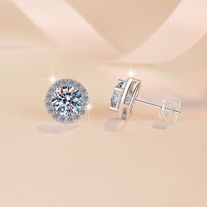 USA Warehouse VVS Moissanite Diamond Halo Earring Men Flower Cluster Women Jewelry Gifts 925 Sterling <strong>Silver</strong> <strong>Stud</strong> - Product Image 5