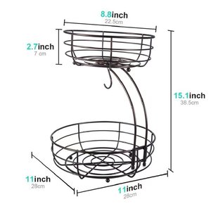 <span class=keywords><strong>Cesta</strong></span> de Frutas de 2 Niveles - Organizador de Metal de Grado Alimenticio para Verduras y Frutas, Soporte <span class=keywords><strong>Extraíble</strong></span> para Recipientes, para <span class=keywords><strong>Cocina</strong></span> o Restaurante - Product Image 2
