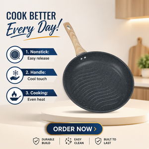 Ensemble de casseroles 26/28/30 cm, poêle en fonte antiadhésive avec manche en <span class=keywords><strong>bois</strong></span>, poêle à frire pour usage général, compatible gaz et induction - Product Image 1