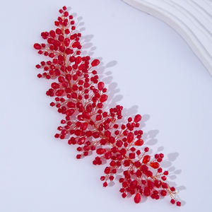 El más nuevo diseño de mujeres rojo Rhinestone tocado nupcial accesorios para el cabello hecho a mano cristal boda diademas - Product Image 6