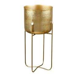 Florero de hoja dorada con soporte, diseño elegante, macetero decorativo para suelo de boda y jarrones - Product Image 3