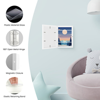 Cadre en bois A4 certifié CPSIA, ouverture frontale, pour enfants, avec passe-partout interchangeable, boîte de rangement pour œuvres d'art, affichage à charnières