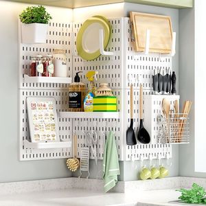 Nhựa Pegboard khoan miễn phí treo tường duy nhất tầng lưu trữ giá đồ trang sức chủ không thấm nước đa chức năng phòng tắm nghiên cứu kệ - Product Image 2