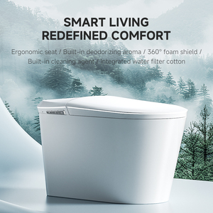 WC intelligent en céramique avec nettoyage <span class=keywords><strong>autonome</strong></span>, stérilisation, siège chauffant, fixation au sol, cuvette allongée, drainage en S, télécommande - Product Image 1