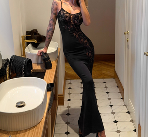 Viviblook D25DS596 Vestidos de Verano para Mujer, Nuevo Vestido Largo Ajustado de Color Sólido sin Mangas con Encaje y Tirantes para la Noche - Product Image 1