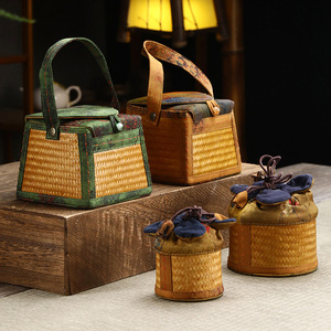 Bamboo Woven Tea <b>Storage</b> <b>Basket</b> Set Round Small Square Cup Holder For Tea Ceremony Accessories - Product Image 1