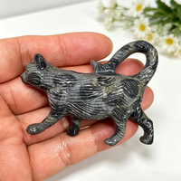 Figurine de chat en marche en pierre semi-précieuse naturelle de 6 cm, statue en cristal sculptée à la main, ornement animal Feng Shui écologique et apaisant