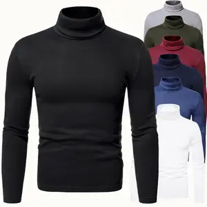 Suéteres personalizados para hombre, suéter de cuello de tortuga de fabricante, suéter de invierno de manga larga de punto de cuello alto para hombre