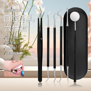 Dental <b>Tools</b> Kit 6Pcs Stainless Steel Oral Care Set For Home <b>Teeth</b> <b>Cleaning</b> Tartar Plaque Removal - Product Image 1