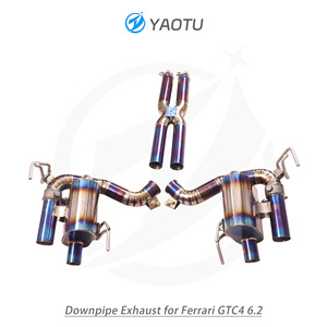 Échappement arrière en titane YT avec tube intermédiaire et tube en X optimisés, finition bleu brûlé, épaisseur 1,5 mm pour Ferrari GTC4 6.3 V12 - Product Image 2