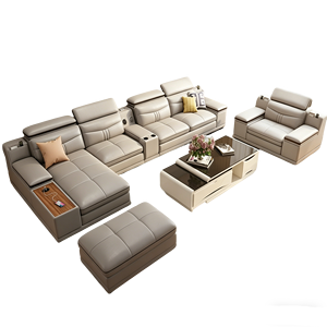 Ensemble de canapés pour salon, design et prix, <span class=keywords><strong>canapé</strong></span> en <span class=keywords><strong>cuir</strong></span> véritable italien moderne en forme de L, inclinable électriquement, luxe - Product Image 3