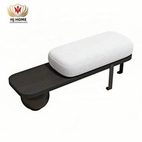 HJ HOME Banc d'entrée en bois blanc et noir Boucle tapissé avec pieds en métal abstrait