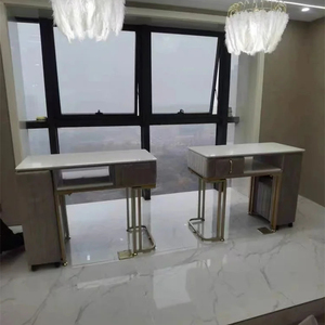 Kisen lumière luxe personnalisé couleur mesa para <span class=keywords><strong>manucure</strong></span> ongles table bureau double face <span class=keywords><strong>marbre</strong></span> <span class=keywords><strong>effet</strong></span> ongles tech bureau table et chaise ensemble - Product Image 4