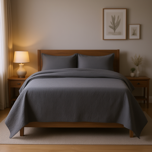 Juego de colcha reversible de Reina gris oscuro, colcha elegante para ropa de cama cómoda - Product Image 2