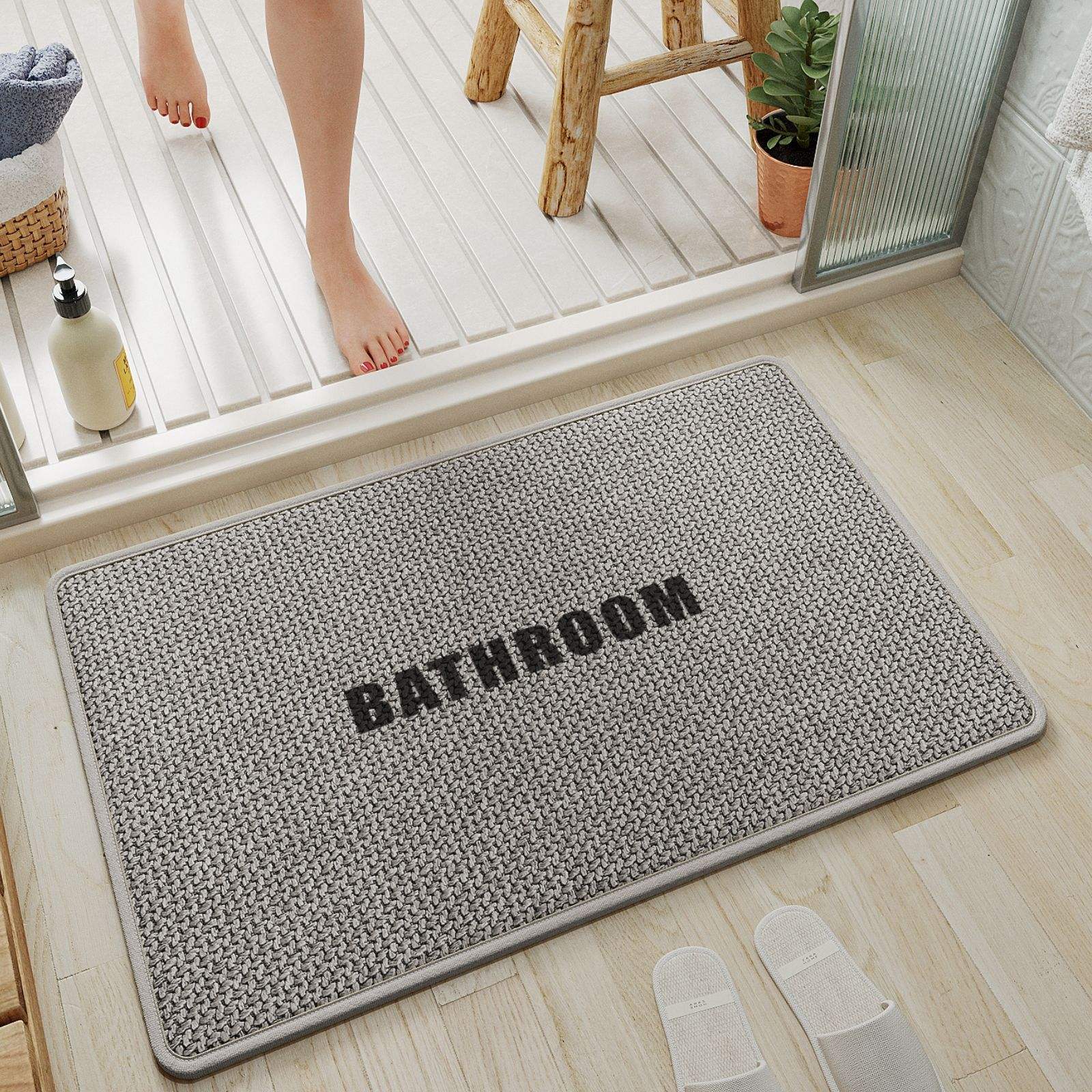 พื้นรองเท้ายางป่าน Sally - สีเทา Miley ทรงสี่เหลี่ยม