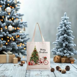 Custom Printed Logo Foldable <b>Christmas</b> Cotton Tote <b>Bag</b> Factory Direct Cartoon Canvas <b>Shopping</b> <b>Bag</b> - Product Image 3