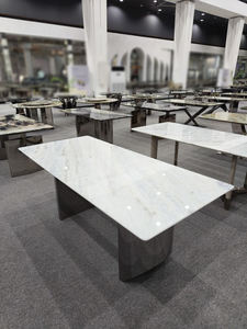 Muebles de lujo personalizados Piedra Comedor elegante Mesa de piedra de mármol natural Muebles de piedra Premium para <span class=keywords><strong>hotel</strong></span> y hogar - Product Image 4