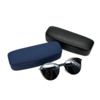 Étui à lunettes de luxe personnalisé avec logo, en métal noir, pour verres optiques, grand format, en PU, personnalisable en gros
